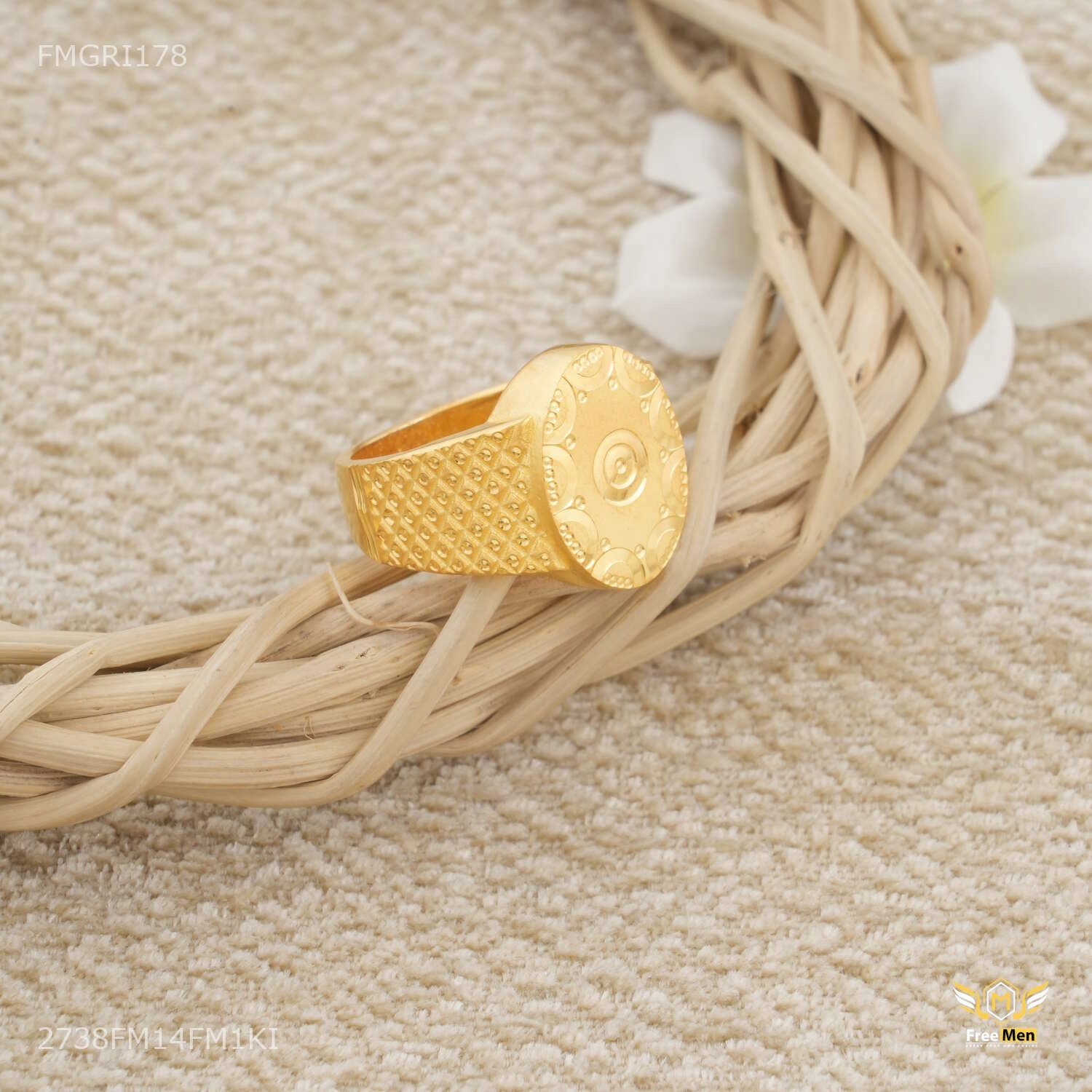 Owel Star Round  1gm Gold plated ring design for men - FMGRI178 Cozy Glam