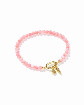 Kendra Scott Sylvia Gold Pink Chalcedony Stretch Bracelet Bold Craft Exquisite Shine