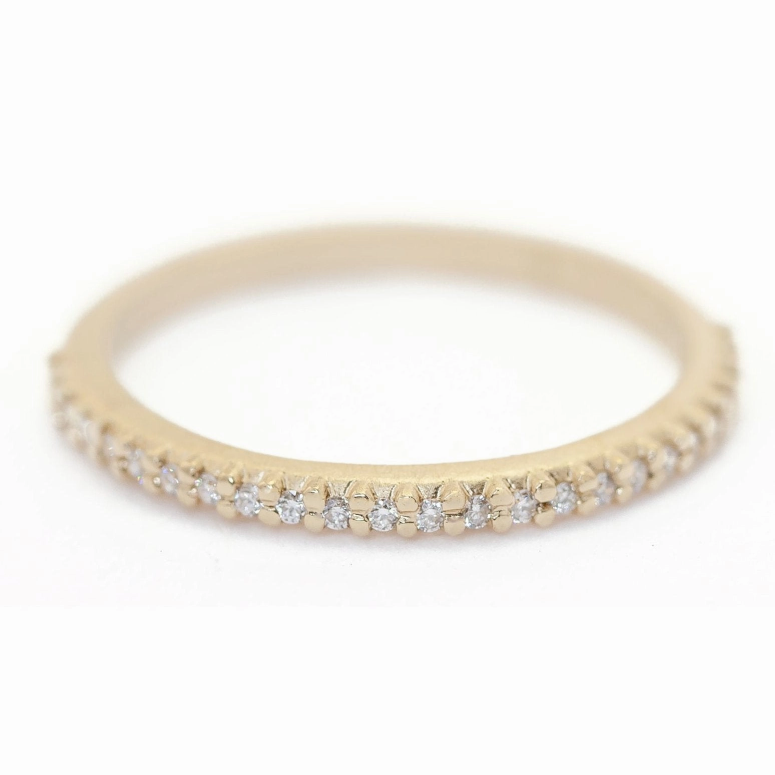 Pave Slender Band - l8k Yellow Gold   Diamonds (.l2 ctw) Shiny Art