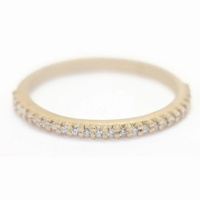 Pave Slender Band - l8k Yellow Gold   Diamonds (.l2 ctw) Shiny Art
