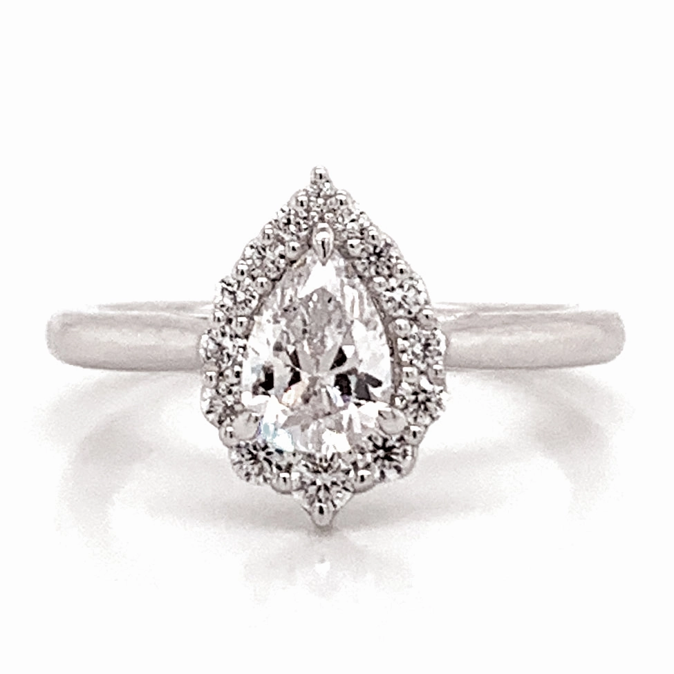 Pear Diamond Engagement Ring Setting in White Gold Lightweight Look High-End Expression