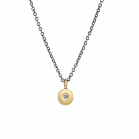 Pebble Necklace - 18k Gold, Oxidized Silver   Reclaimed Diamonds Fashion Accessories