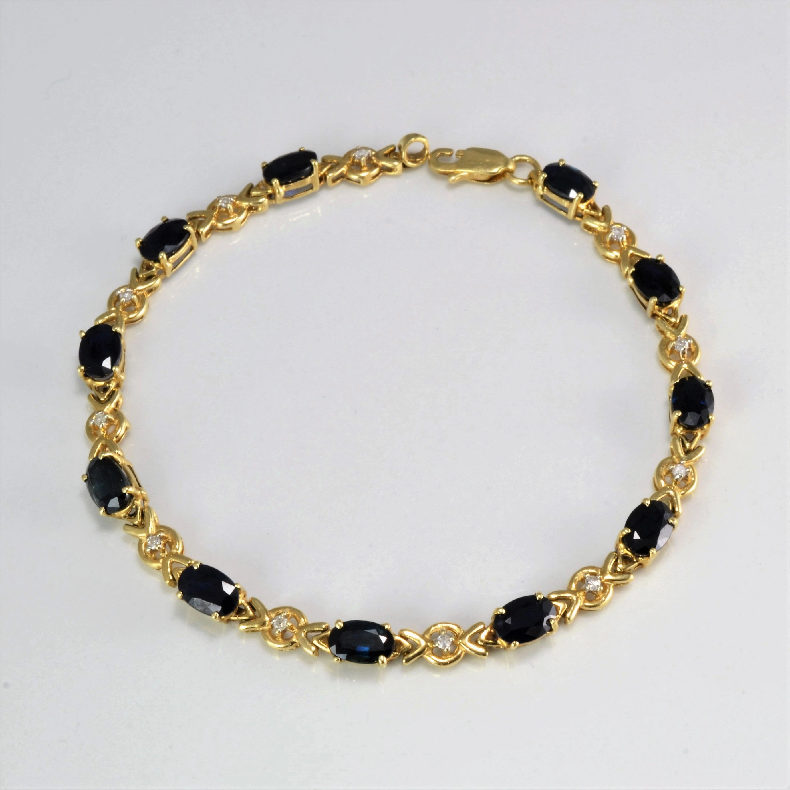 Charming Accent Sapphire & Diamond Gemstone Bracelet | 6.93ctw, 0.11ctw | 7"
