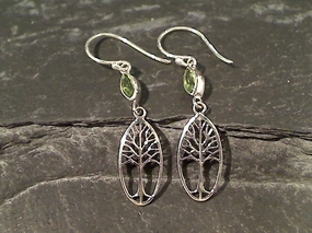 Peridot, Sterling Silver Earrings Simple Form