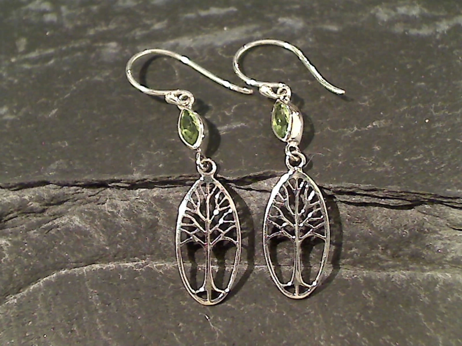 Peridot, Sterling Silver Earrings Simple Form