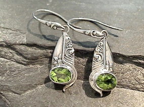 Glam Touch Modern Sparkle Peridot, Sterling Silver Earrings