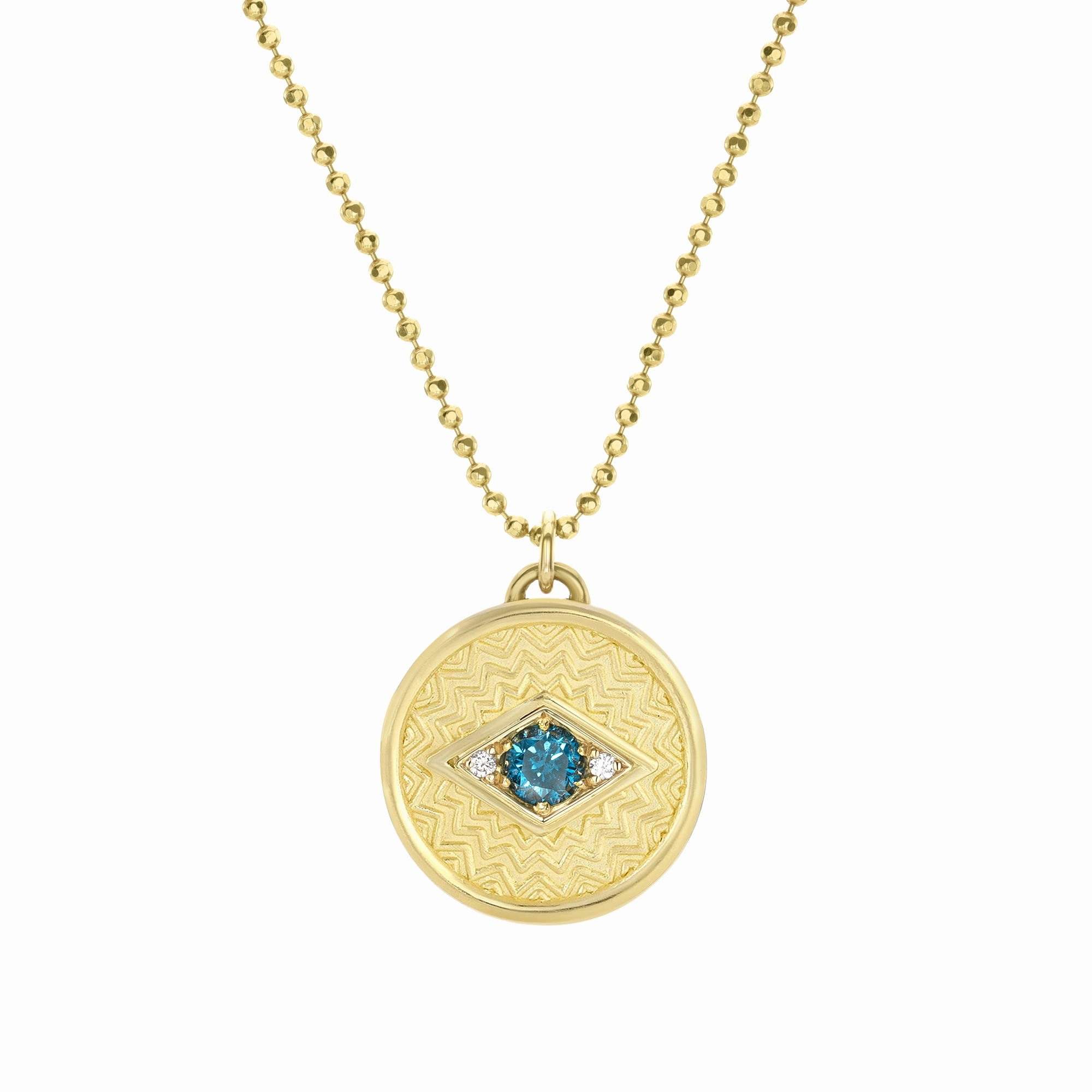 Petite Evil Eye Medallion - 18k Gold   Diamonds True Elegance