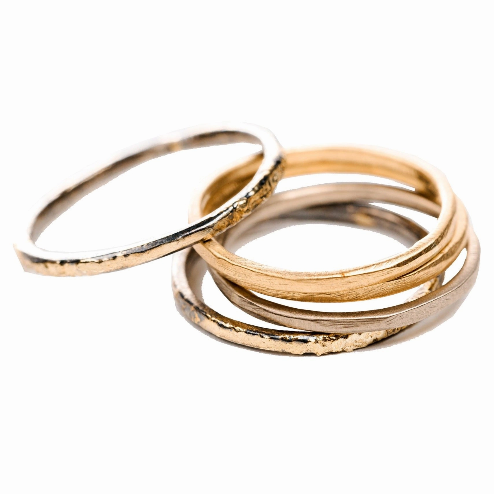 Simple Layer Pinky/Midi Stackers - 22k/18ky Gold, 14kpw Gold   Oxidized Silver