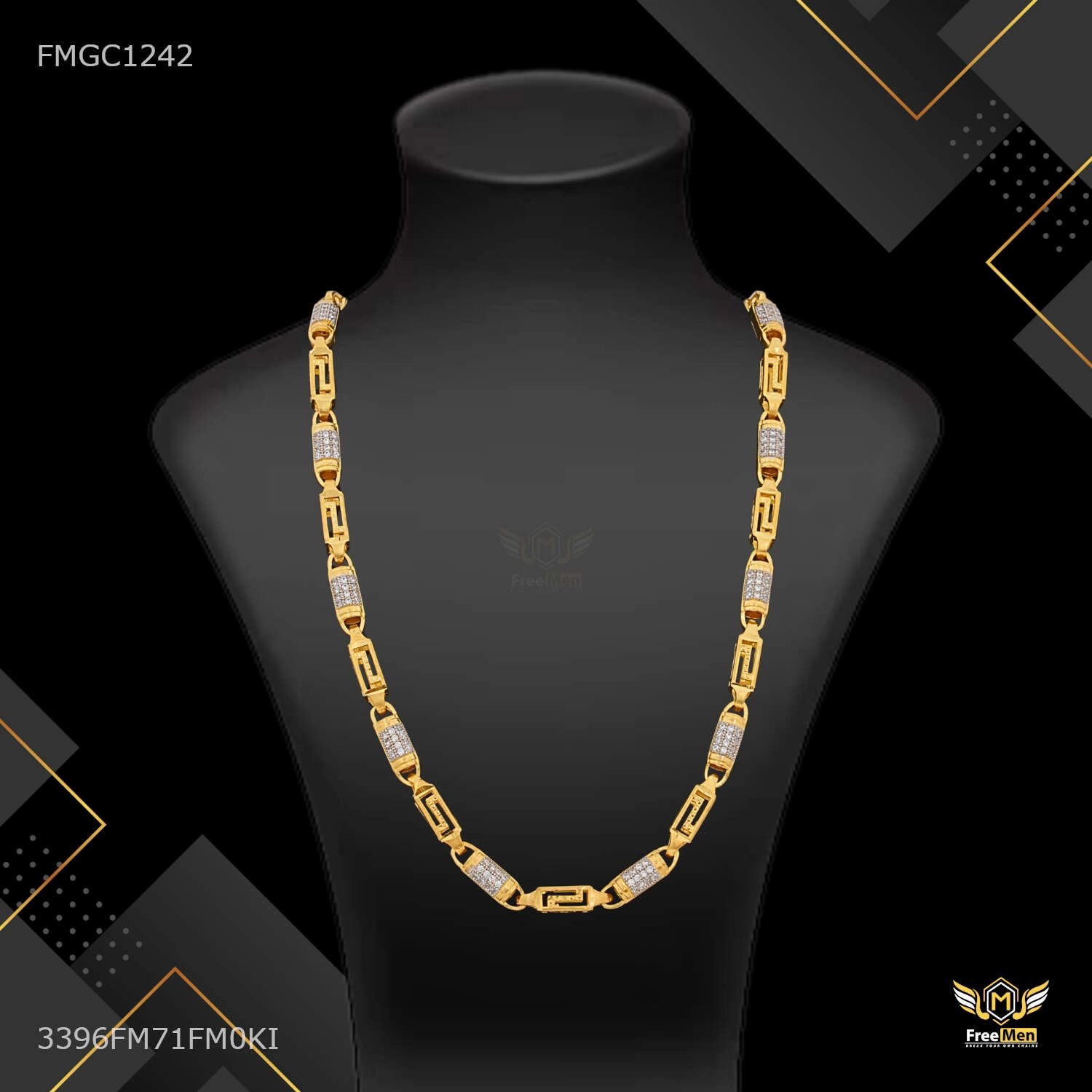 Pipe AD with L cut Pipe gold plated chain For Man - FMGC1242 Effortless Finish Radiant Statement