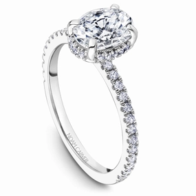 Luxury Bauble Deluxe Gift Noam Carver Oval Halo Diamond Engagement Ring Setting in White Gold