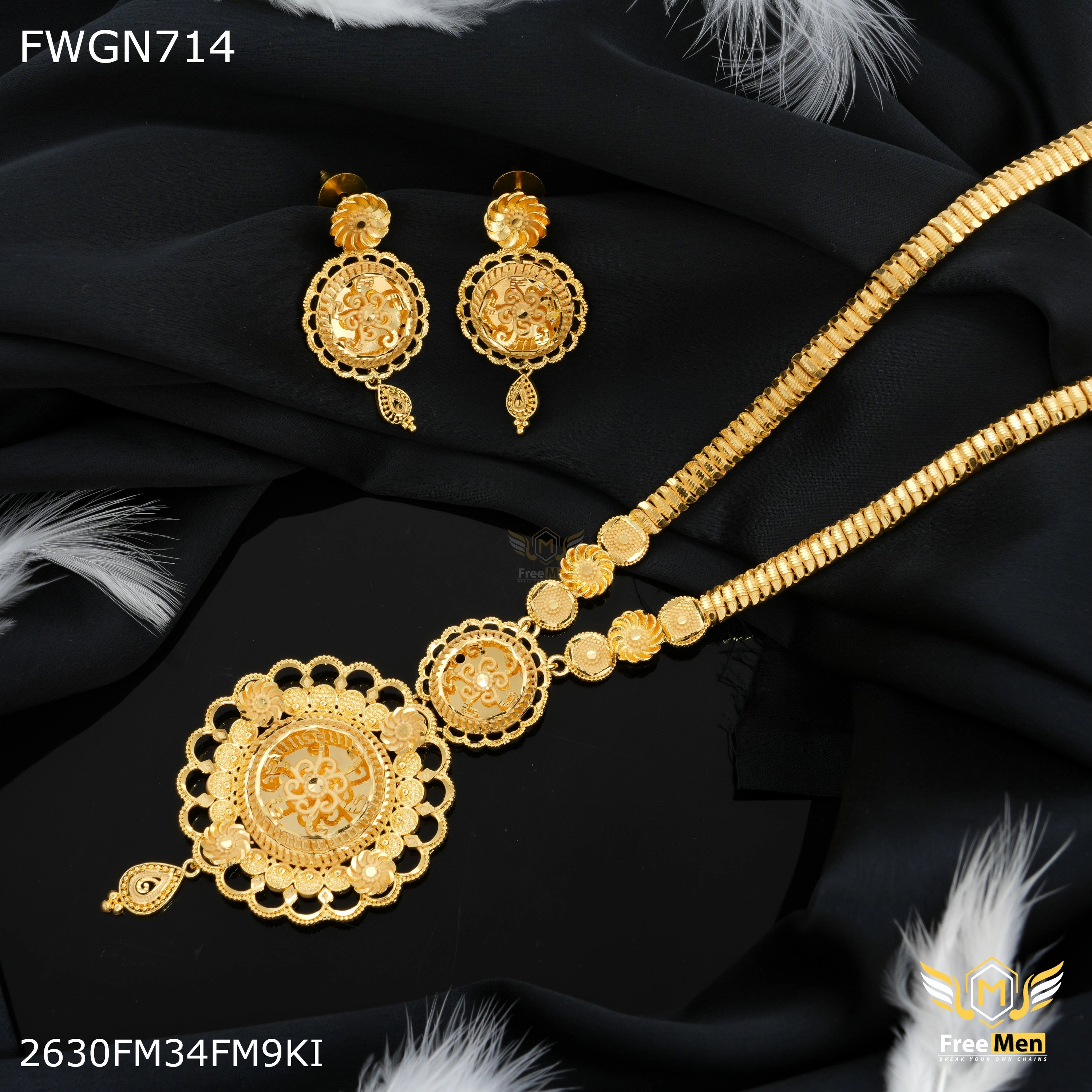Freemen Designer Flower cut with Earring for women - FWGN714 Lustrous Highlight Gleaming Touch