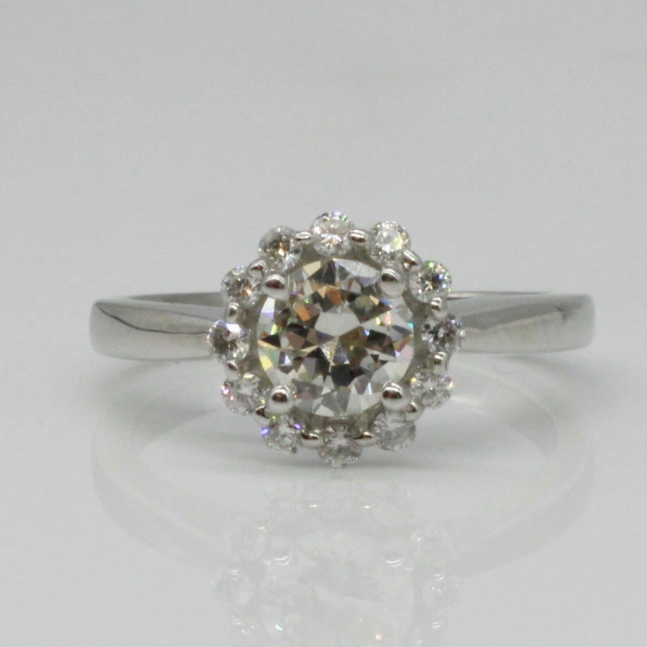 Bespoke' Old European Diamond Halo Engagement Ring | 0.70ctw | SZ 4.75 | Beauty Touch Engagement Accent