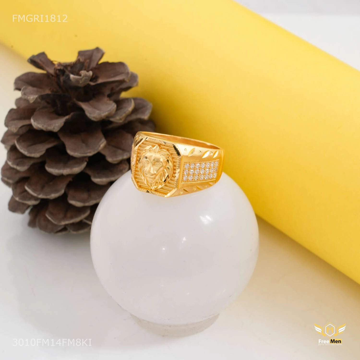 Perfect Accessory Lion Face with AD 1gm Gold plated ring design for men - FMGRI1812