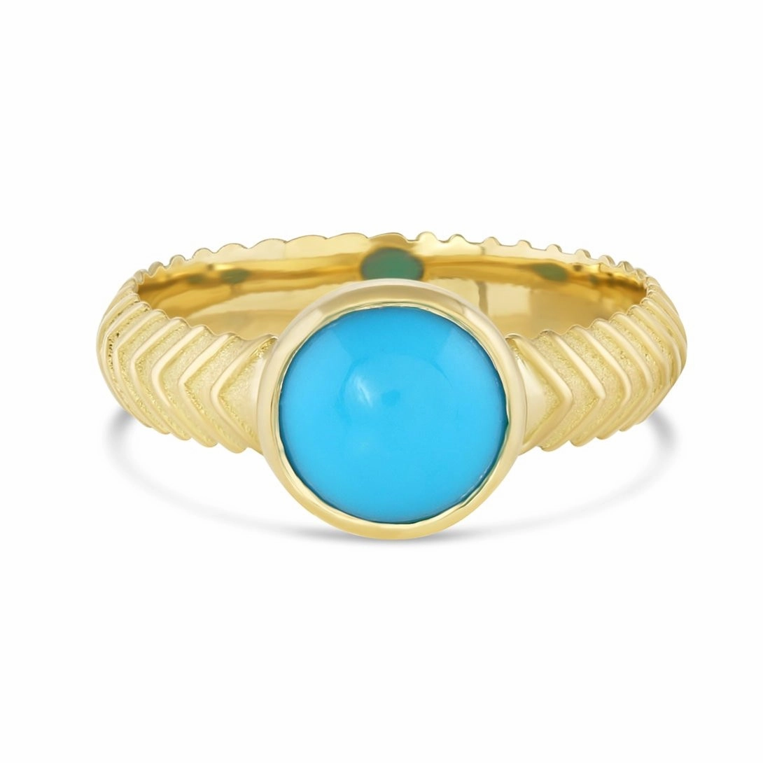 Turquoise Cab Ring - 18k Gold   Sleeping Beauty Turquoise Exclusive Craft Alluring Style