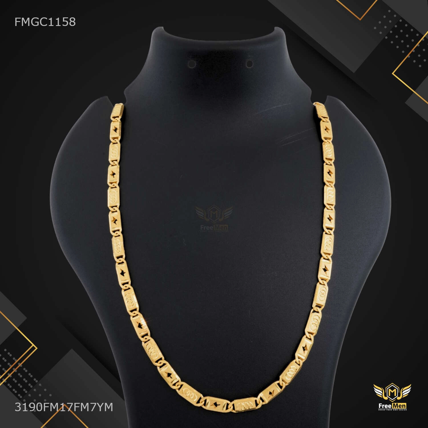 Timeless Sparkle One by One Flash with Rings Nawabi Gold plated Chain - FMGC1154