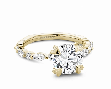 Noam Carver Round Center Side Stone Diamond Engagement Ring Setting in 14K Yellow Gold (.20ctw) Convenient Style