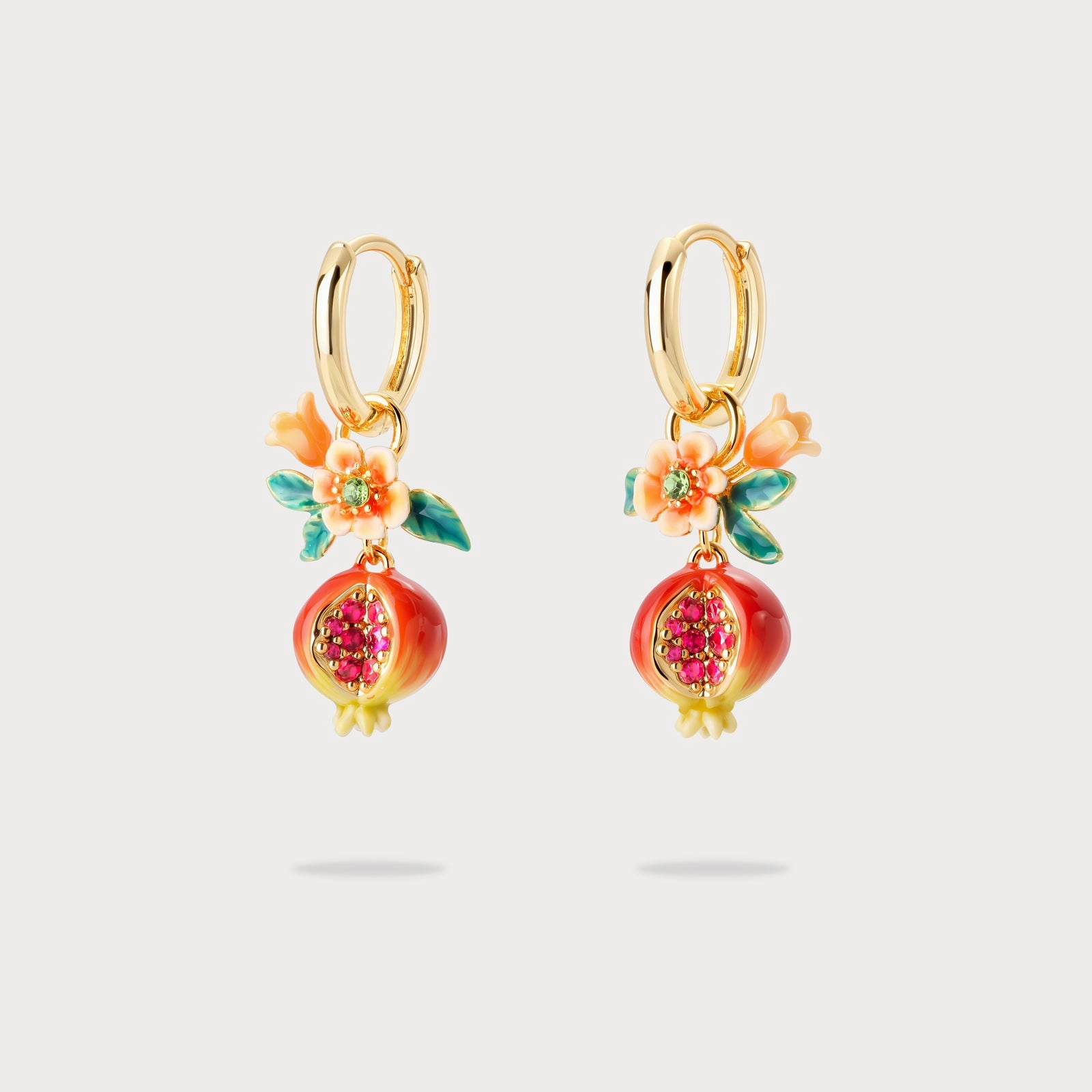 Bohemian Accent Pomegranate Flower Earrings