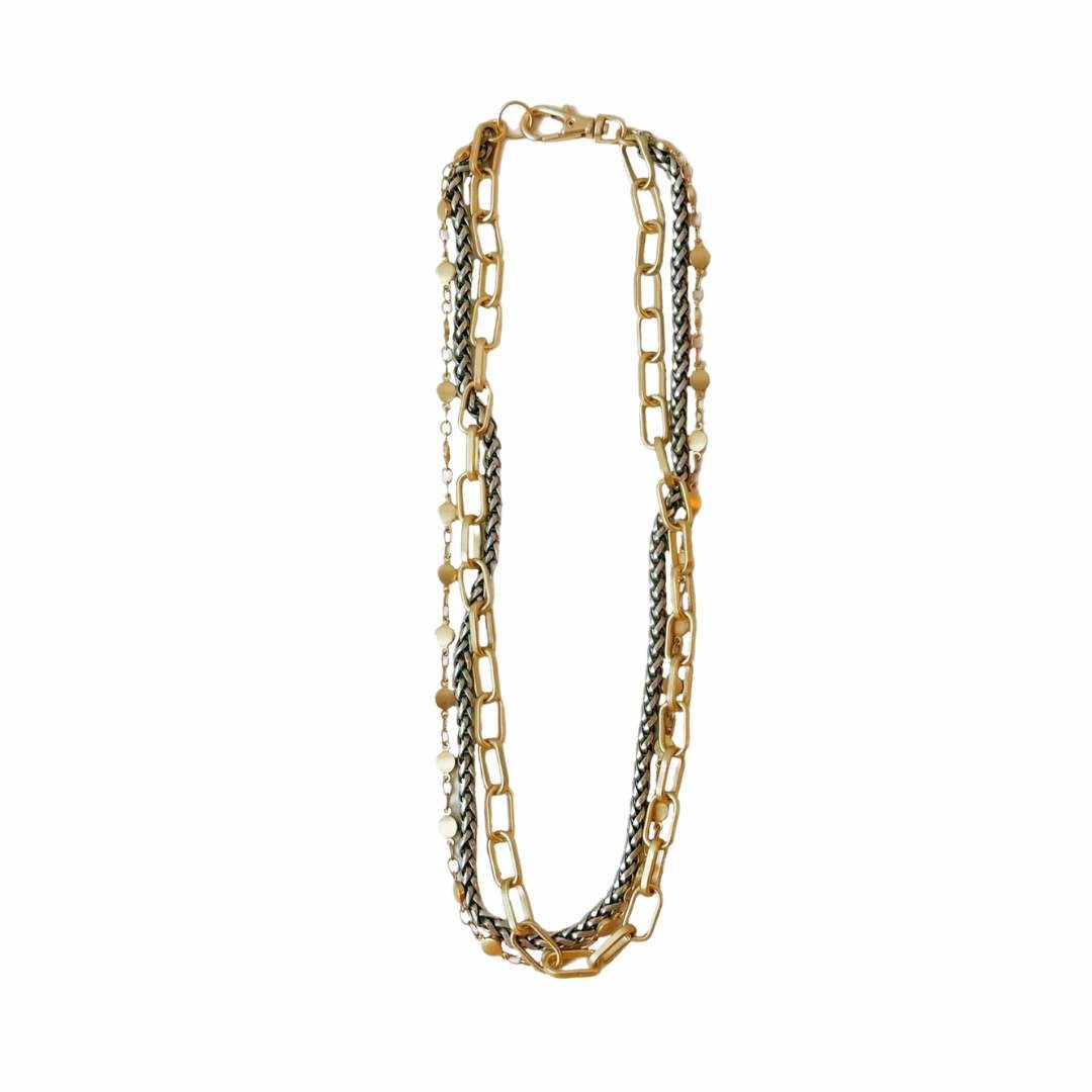 Stylish Touch Sedona Necklace - Multi-Strand Necklace of Mixed Metals