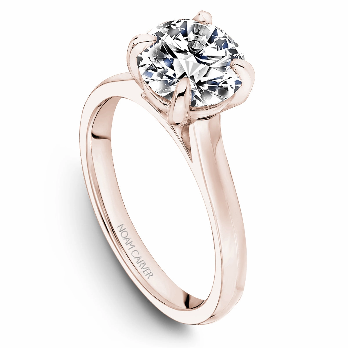 Homecoming Wear Casual Expression Noam Carver Round Solitaire Diamond Engagement Ring Setting in 14K Rose Gold