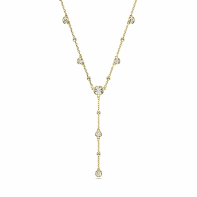 Subtle Look Timeless Detail Swarovski Imber Y necklace, Round cut, Scattered design, White, Gold-tone plated