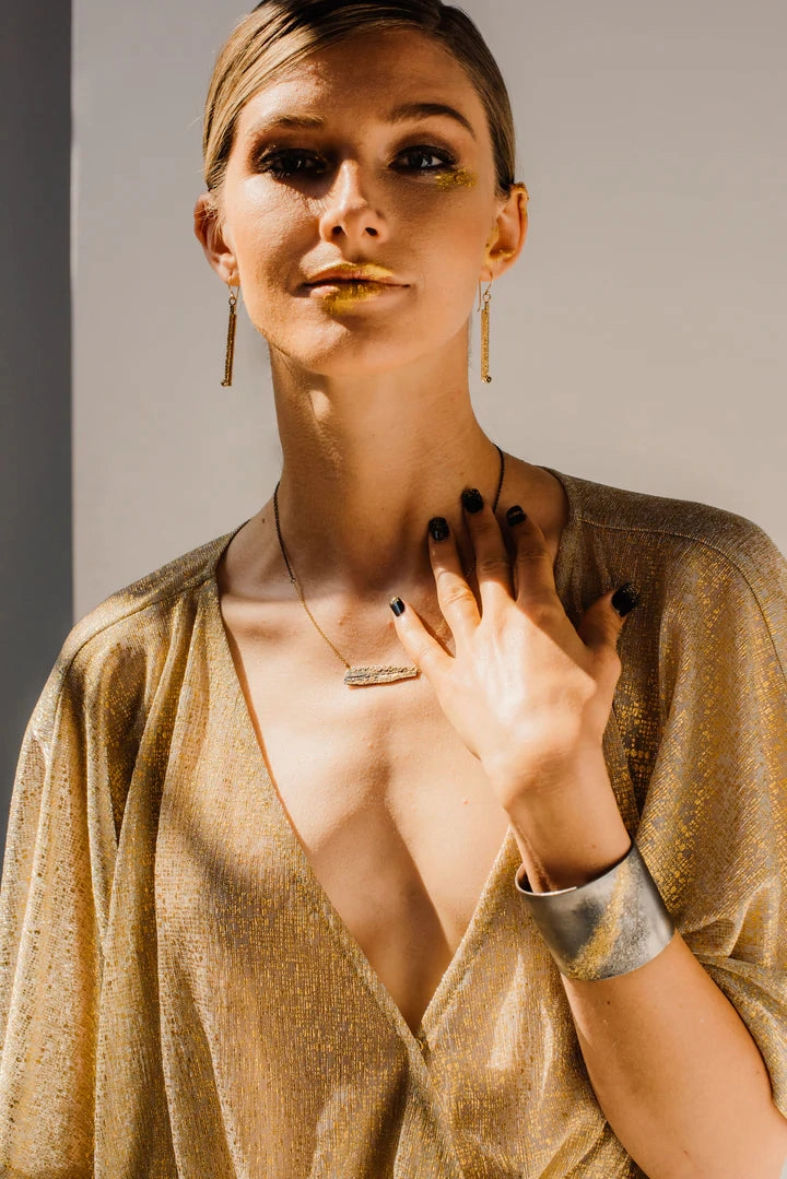 Slice Statement Cuff - 22k Gold   Oxidized Silver Signature Sparkle Versatile Accent