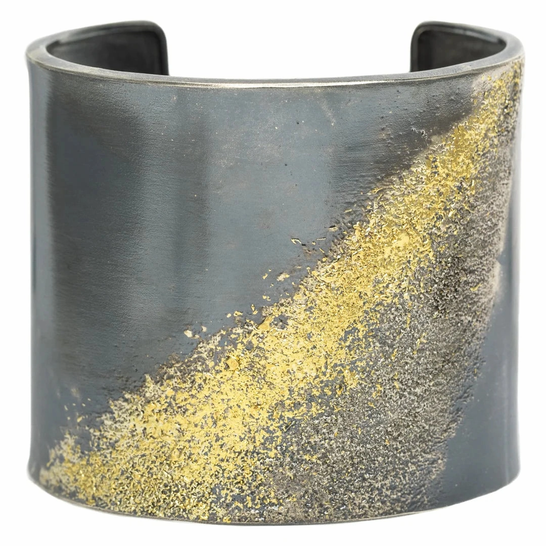 Slice Statement Cuff - 22k Gold   Oxidized Silver Pastel Light Artistic Highlight