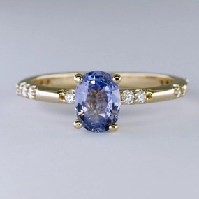 Trendy Spark '100 Ways' Accented Oval Ceylon Sapphire Ring | 1.18ct | SZ 7 |