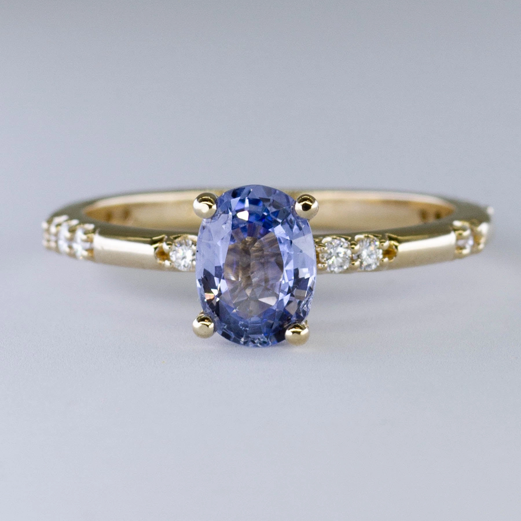 Trendy Spark '100 Ways' Accented Oval Ceylon Sapphire Ring | 1.18ct | SZ 7 |