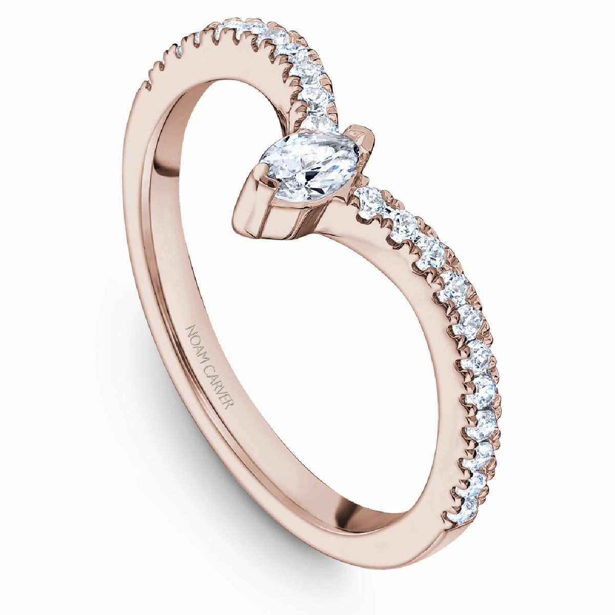 Trendy Object Noam Carver Pointed Diamond Wedding Band in Rose Gold
