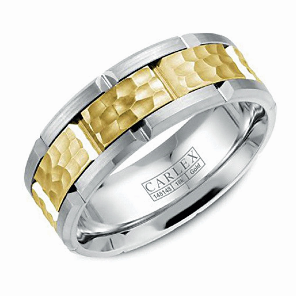 Low-Cost Item Carlex Carved 7.5mm Wedding Ring in 18K Yellow/White Gold