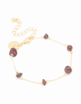Gold Plated Multicoloured Medium Semi Precious Stone Chip Bracelet Opulent Glow