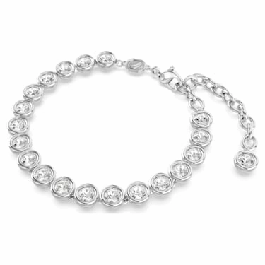 Swarovski Imber Tennis bracelet Round cut, White, Rhodium plated Elegant Focus