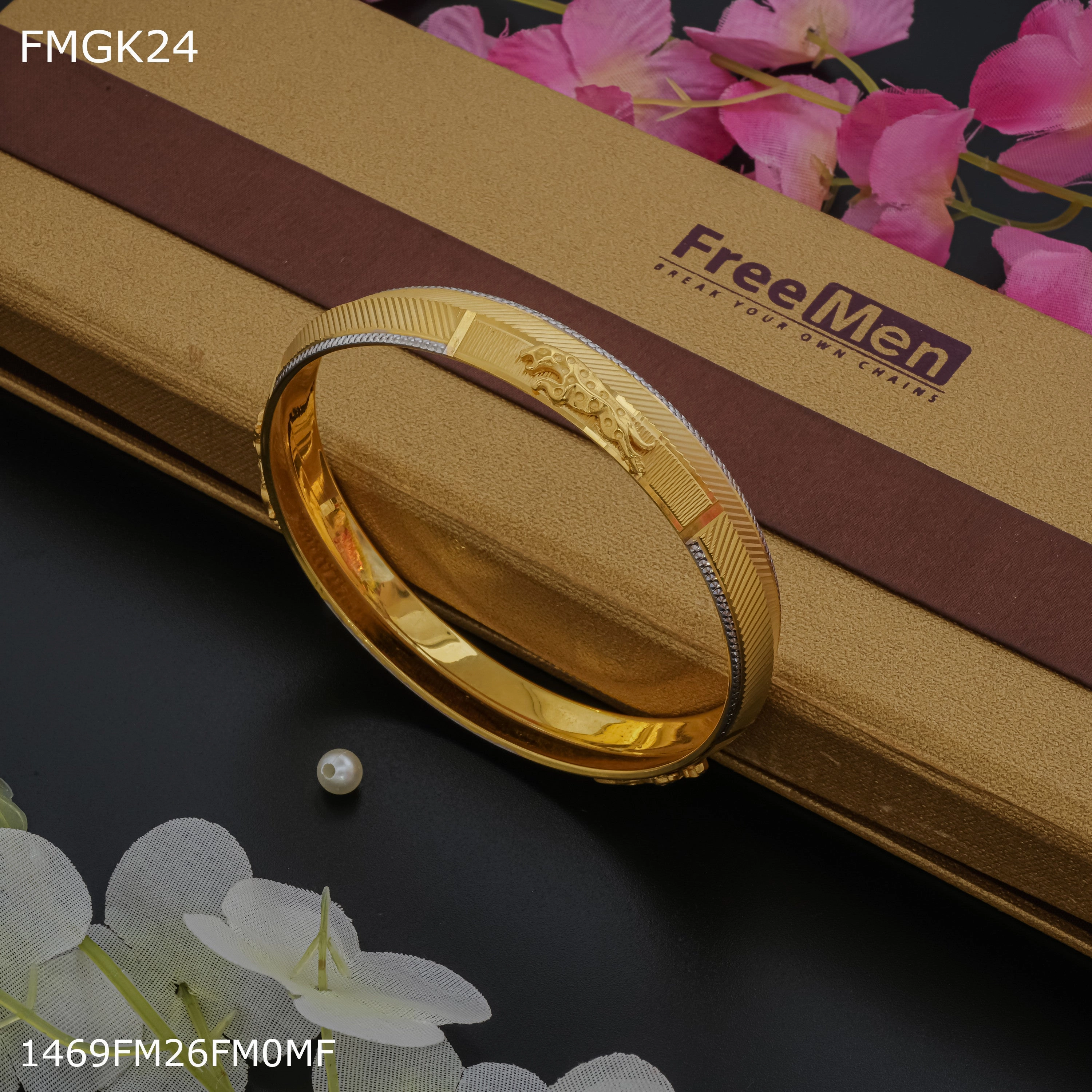 Freemen Jaguar matt gold plated Kada  - FMGK24 Radiant Craft