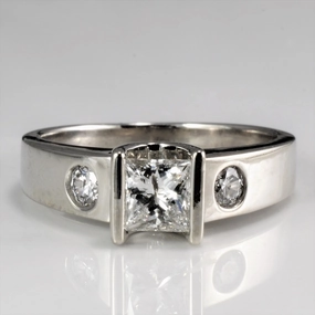 Princess Cut Diamond Accented Engagement Ring | 0.82ctw I1 G | SZ 5 | Special Touch Gleaming Glow