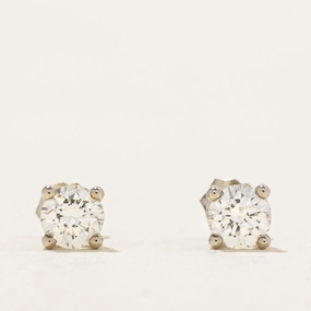 Shiny Style Versatile Fit '100 Ways' White Gold Diamond Stud Earrings | 0.59ctw