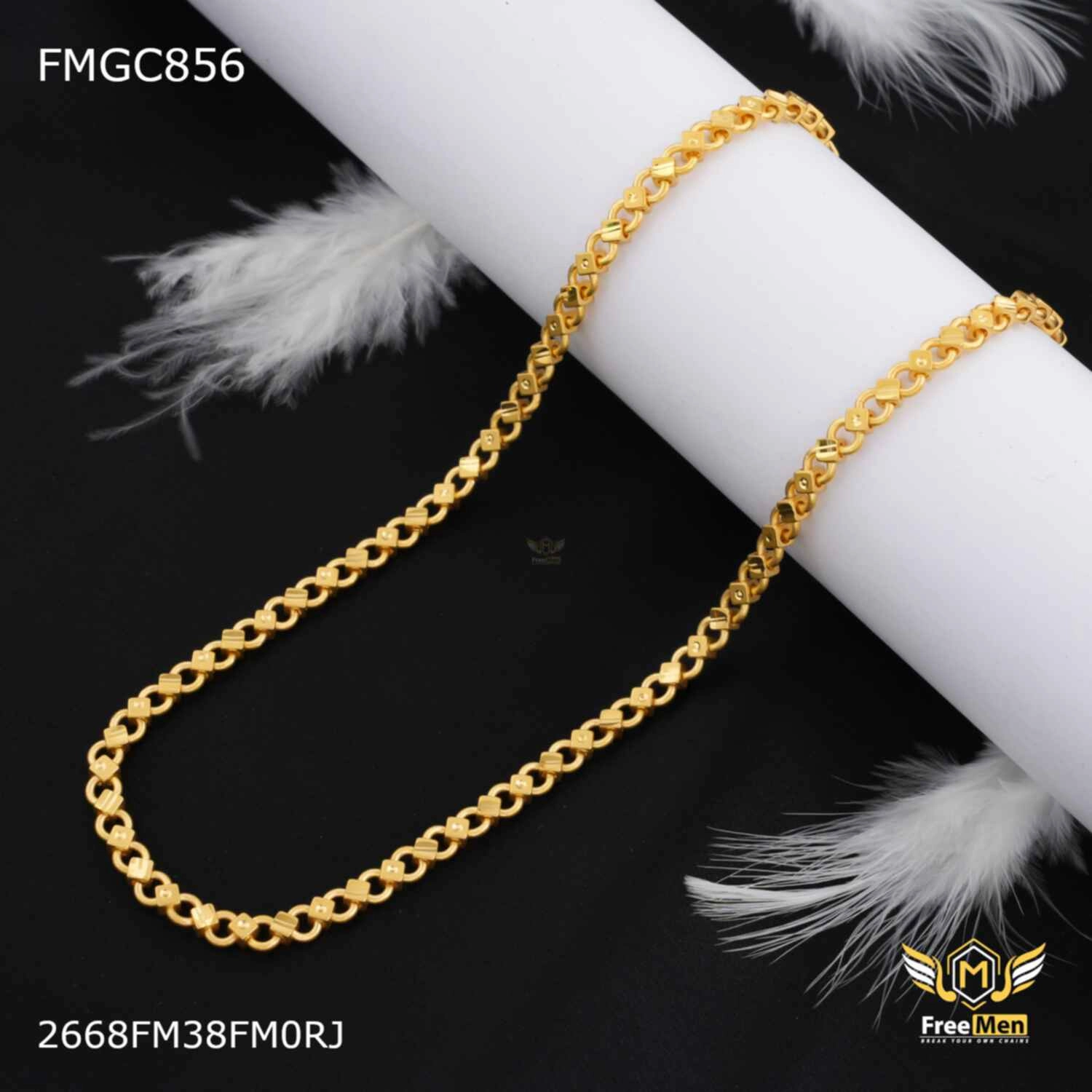 Special Gift Accent Style Freemen Ring to Ring Small Dimond chain gold plated Chain - FMGC856