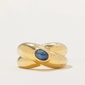 Feminine Light 18k Solitaire Sapphire Chunky Cross Over Ring | 0.87ct | SZ 6.5