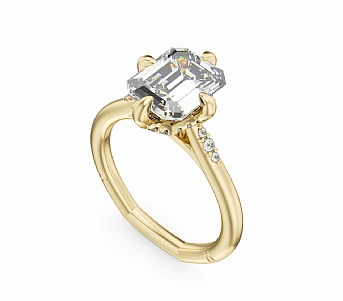 Daily Flow Variable Fit Noam Carver Emerald Center Side Stone Diamond Engagement Ring Setting in 14K Yellow Gold (.16ctw)