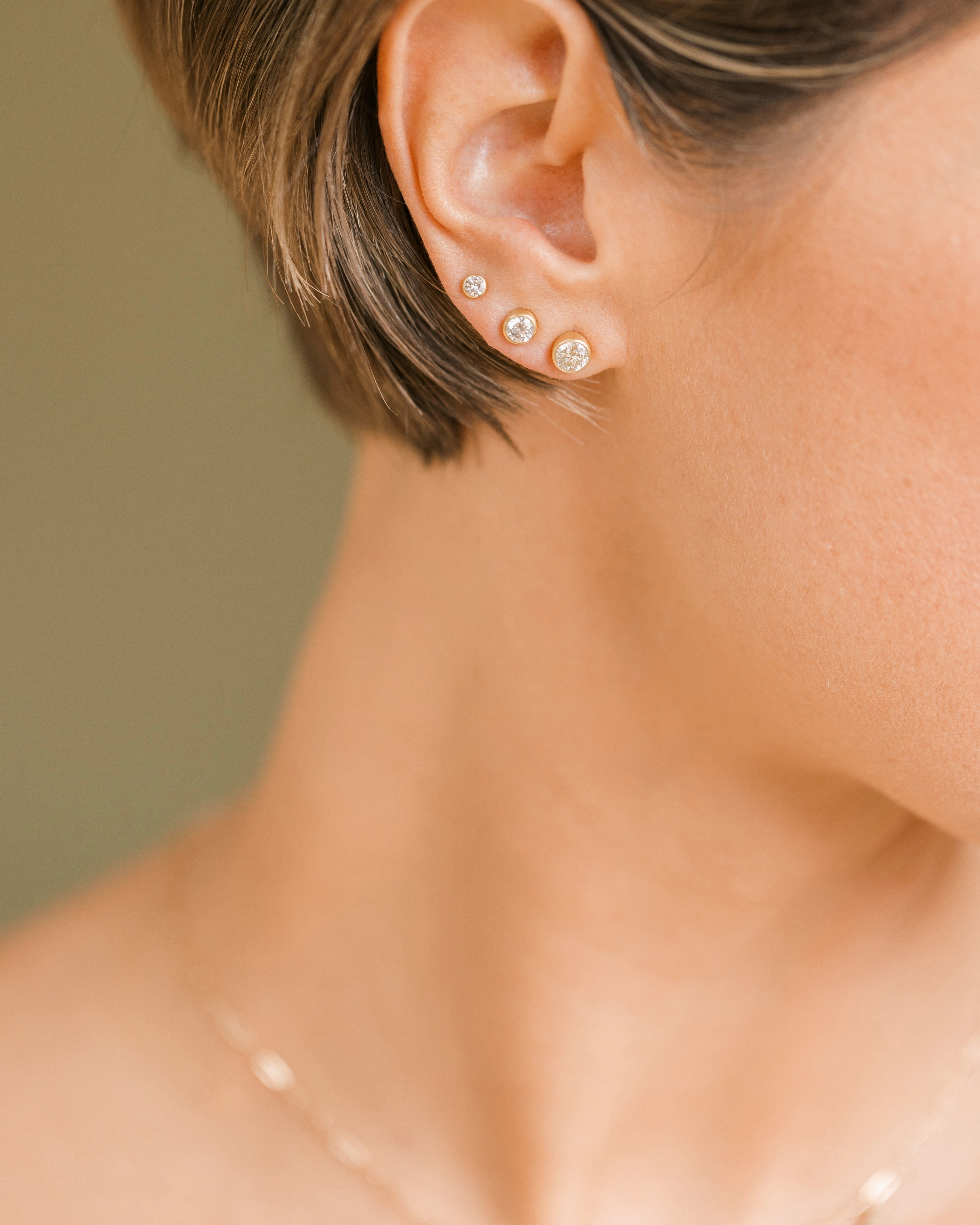 Radiance Diamond Studs - 18k Gold, Oxidized Silver   Reclaimed Diamonds All Day Glam Focus