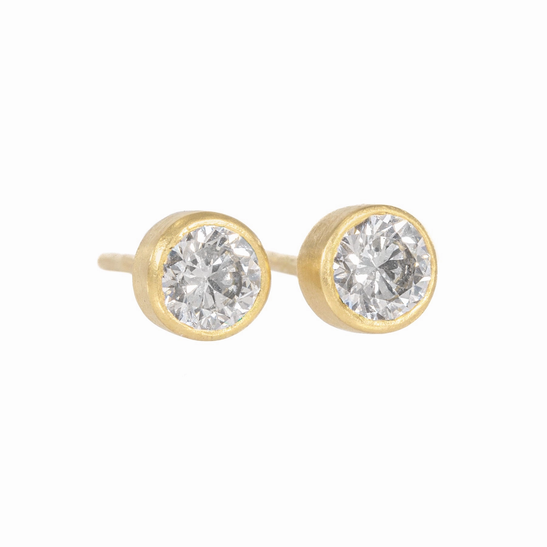 Effortless Style Muted Elegance Radiance Diamond Studs - 18k Gold, Oxidized Silver   Reclaimed Diamonds