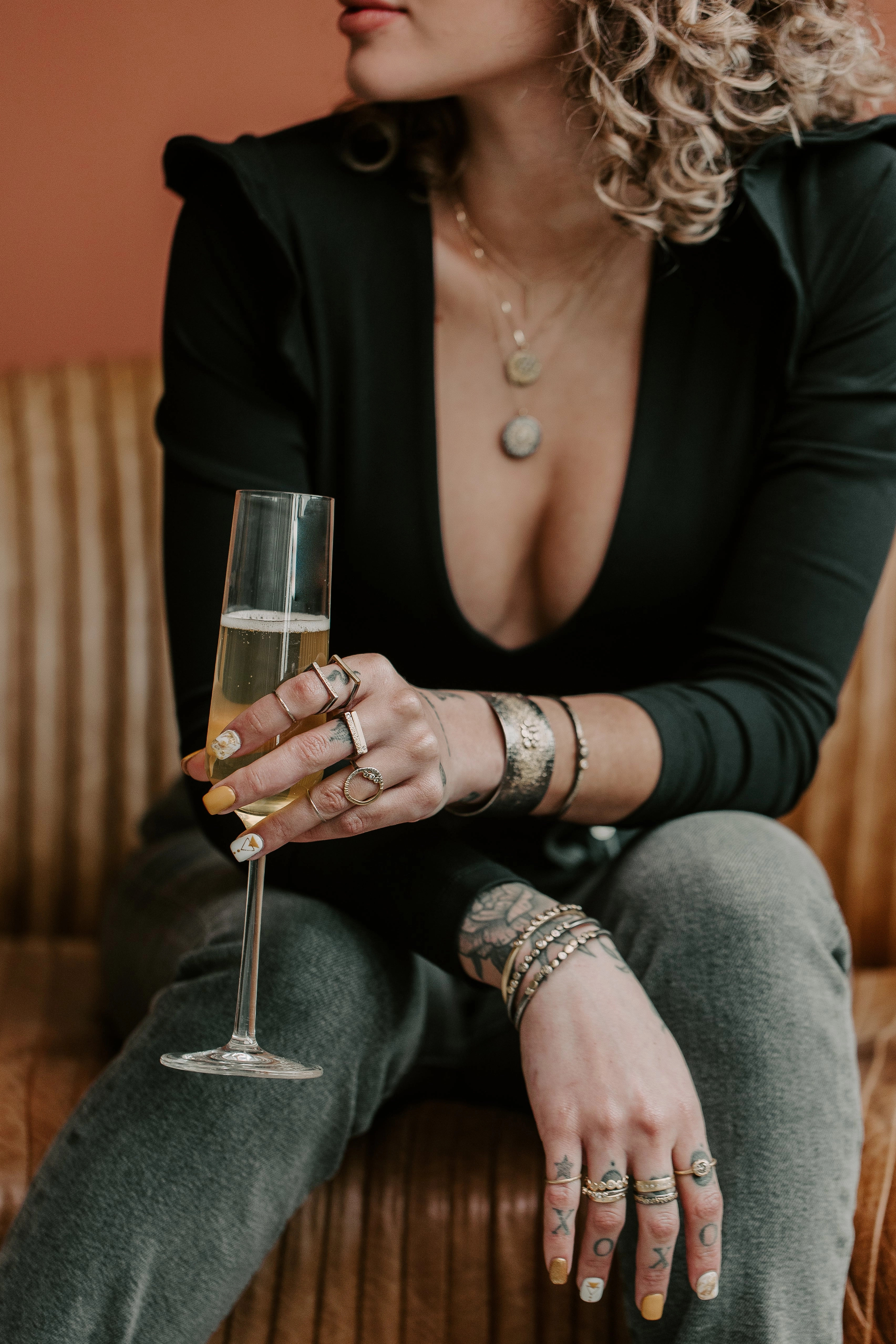 Delicate Charm Style Pop Radiance Fused Stackers - 18k Gold   Oxidized Argentium Silver