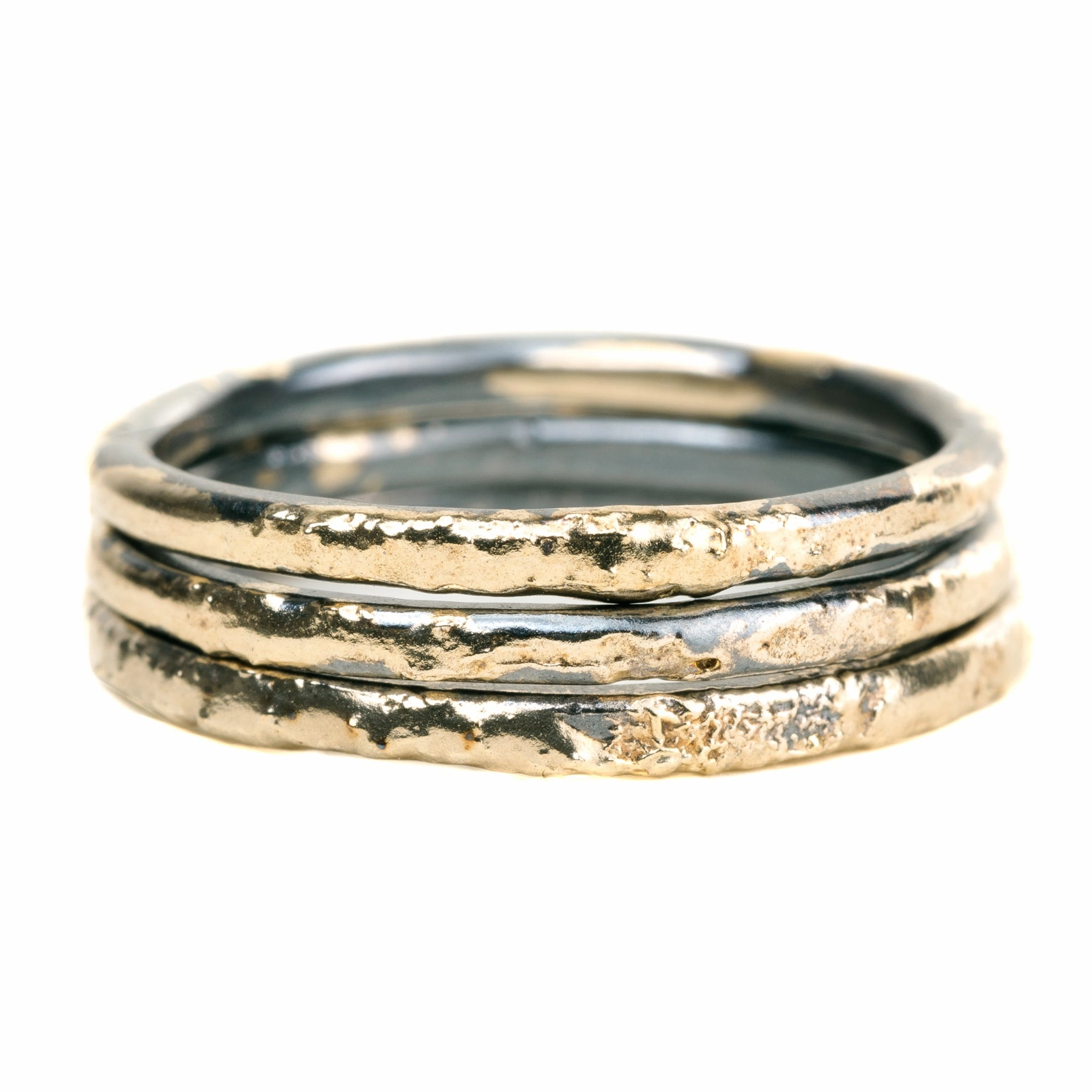 Distinctive pieces Urban Fit Radiance Fused Stackers - 18k Gold   Oxidized Argentium Silver