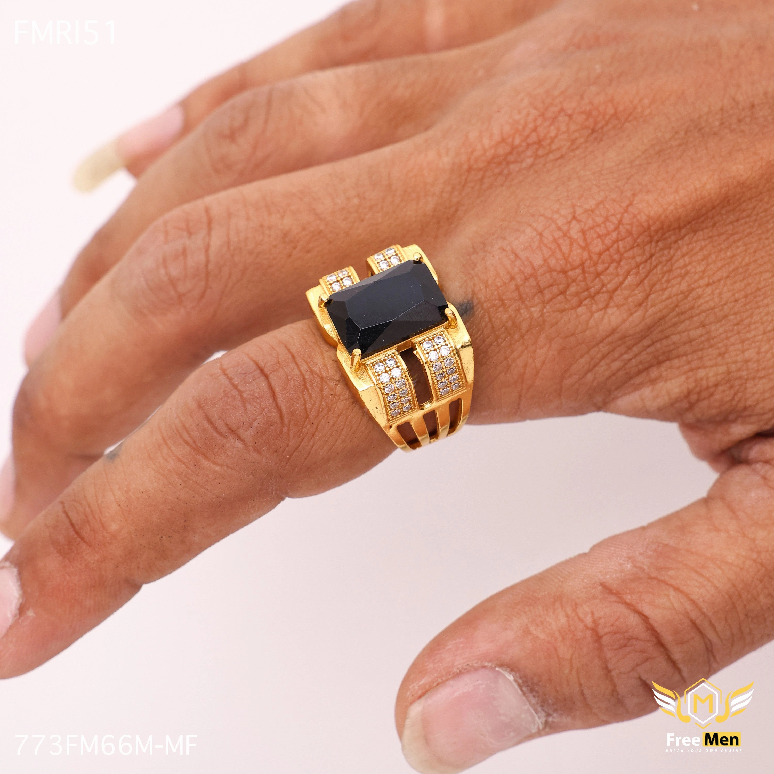 Freemen Beautiful blacken AD blazing Golden Ring - FMRI51 Casual Design Vintage Accent