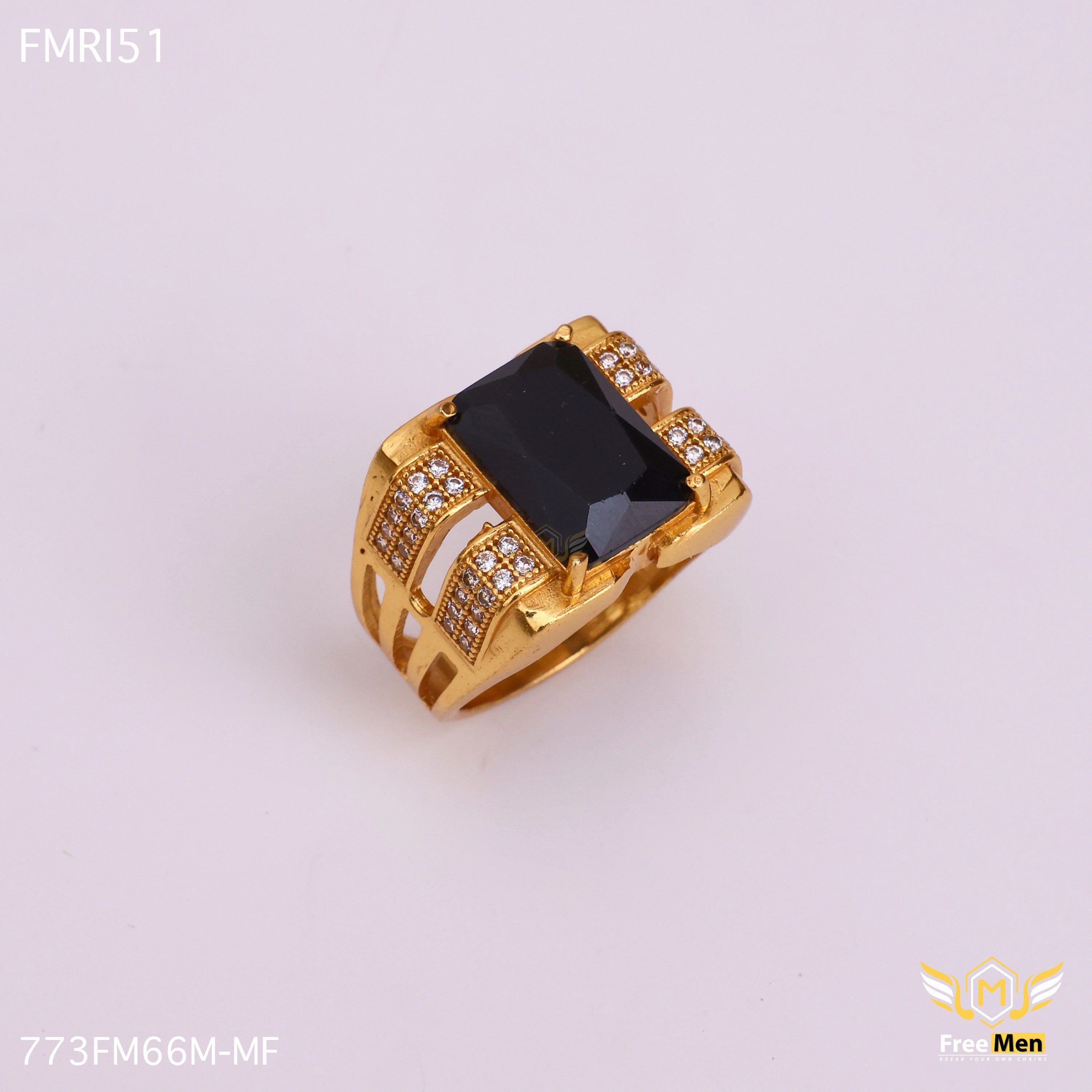 Freemen Beautiful blacken AD blazing Golden Ring - FMRI51 Graceful Choice Essential Pair