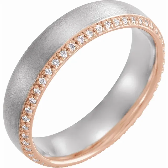 Everyday Piece 14K White & Rose 6 mm 1/4 CTW Diamond Band Size 11
