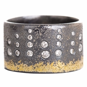 Evening Shine City Lights Band - 22k Gold, Oxidized Silver   Reclaimed Diamonds