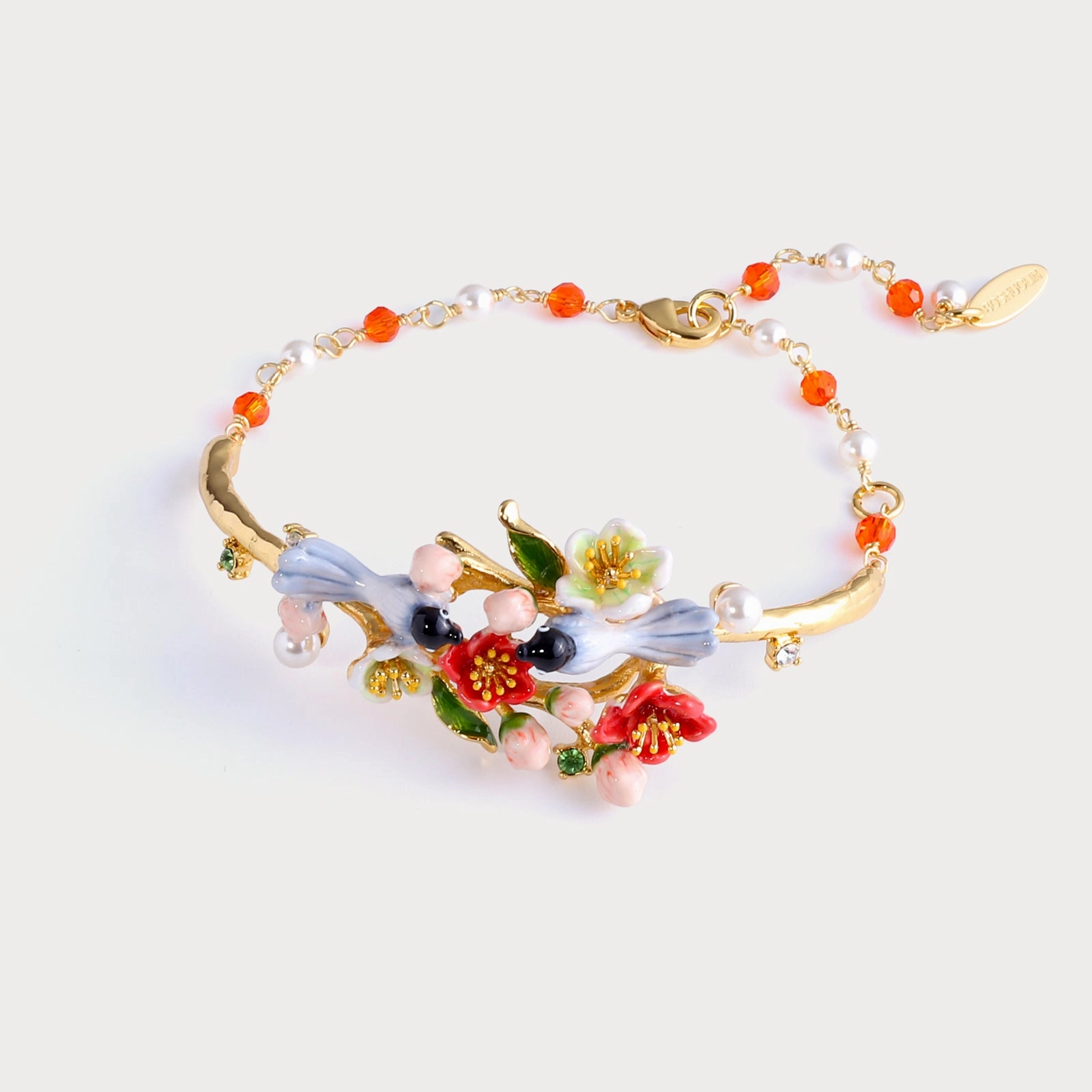 Positive Combinations Red-billed Blue Magpie Pearl Bracelet