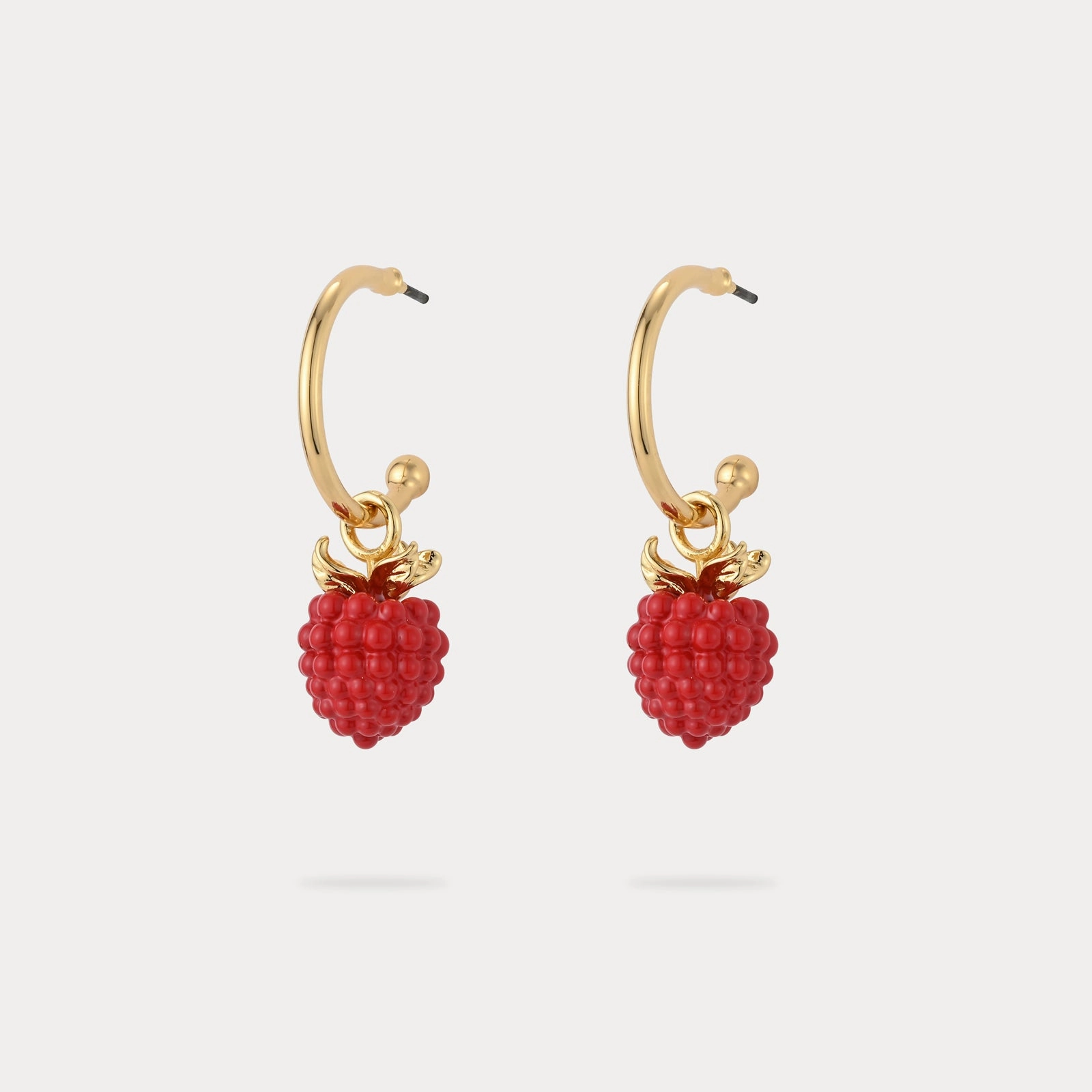 Square Ornament Raspberry Earrings