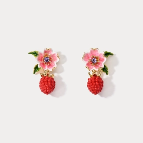 Chic Option Raspberry Flower Enamel Earrings