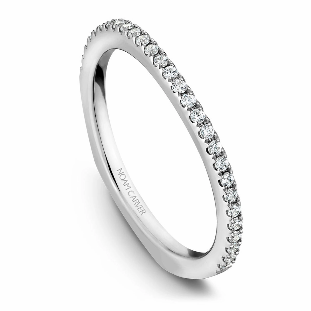 Premium Accent Timeless Harmony Noam Carver Contour Diamond Wedding Band in White Gold